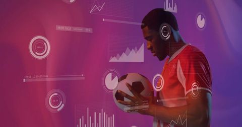 Athlete Analyzing Football with Futuristic Data - Download Free Stock Images Pikwizard.com