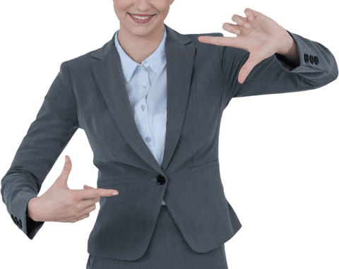 Businesswoman Gesturing Framing Hand Sign Transparent Background