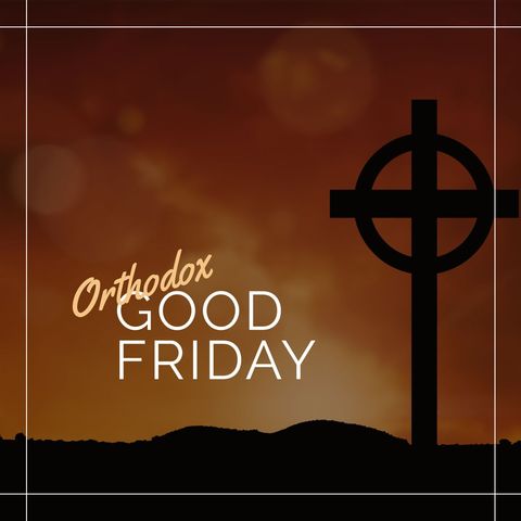 Orthodox Good Friday Cross with Sunset Horizon - Download Free Stock Templates Pikwizard.com
