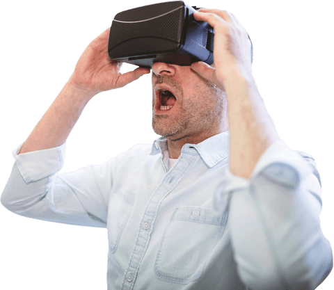 Businessman Experiencing Virtual Reality on a Transparent Background - Download Free Stock Videos Pikwizard.com