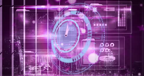 Futuristic Digital Clock Over Data Interface Technology Concept