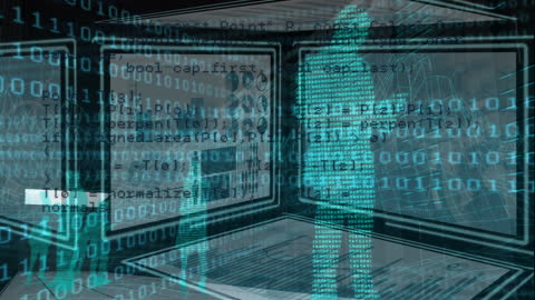 Digital Transformation Humans Amid Binary Code