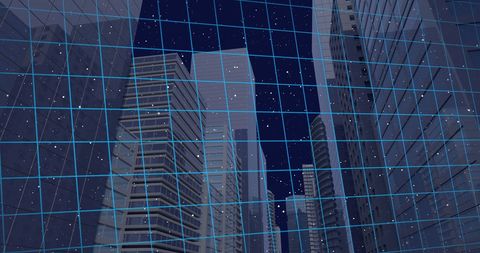 Digital Grid Overlay on Skyscrapers Symbolizing Modern City Tech - Download Free Stock Images Pikwizard.com