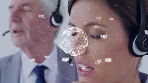 Global Network Concept with Professionals Wearing Headsets