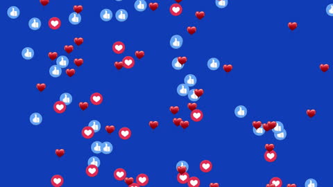 Floating Social Media Symbols on Blue Background
