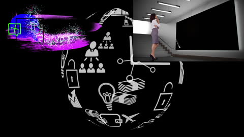 Digital Icons and Interfaces with Futuristic Elements