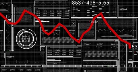 red declining graph on digital data interfaces concept - Download Free Stock Images Pikwizard.com