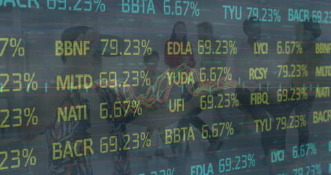 Diverse Team Interacts with Digital VR Data Display in Office