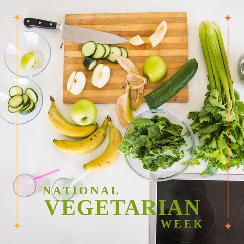 fresh fruits and vegetables celebration for national vegetarian week - Download Free Stock Templates Pikwizard.com