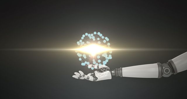 Robotic Hand with Neural Network and Glowing Light - Download Free Stock Images Pikwizard.com