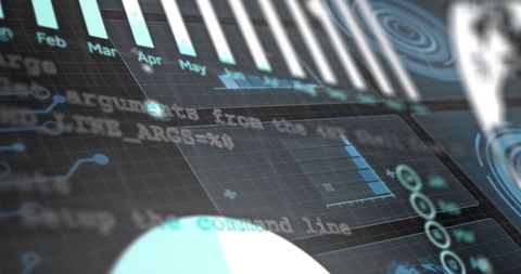 Projecting Hologram Data Dashboard Visualizing Futuristic Analytics with Charts