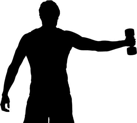 Man lifting dumbbell silhouette transparent background fitness icon
