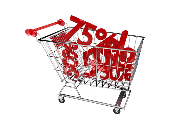 shopping trolley with red numbers for discount illustration on transparent background - Download Free Stock Videos Pikwizard.com