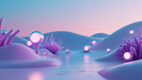 Ethereal Alien Landscape with Luminous Coral Structures