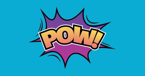Comic style pow text in vibrant colorful design