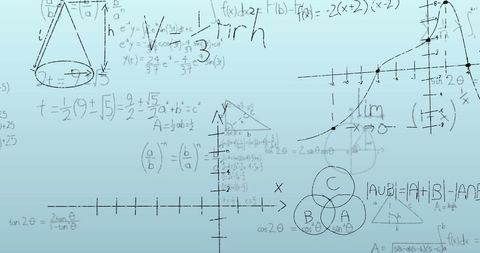 Mathematical Equations and Graphs on Blue Background Depicting Data Science - Download Free Stock Images Pikwizard.com