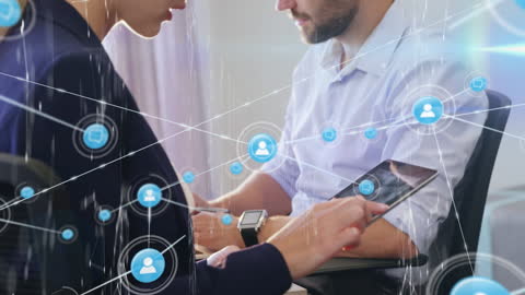 Business Professionals Utilizing Digital Network Technology