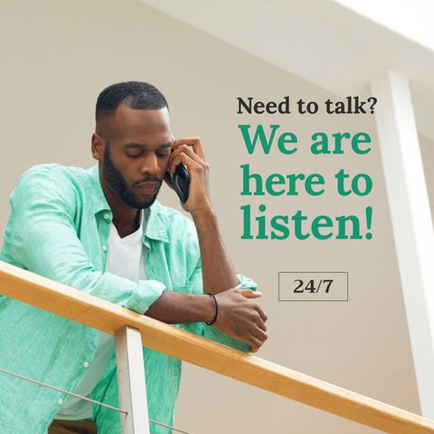 supportive communication with concerned man on phone call - Download Free Stock Templates Pikwizard.com