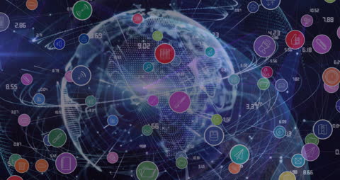 Digital Global Connectivity with Data Icons