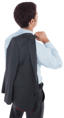 Professional Businessman Adjusting Suit on Transparent Background