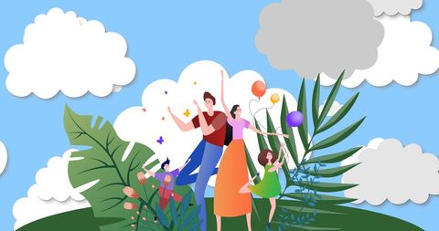 Happy Family Outdoor in Clean Air Celebration Concept