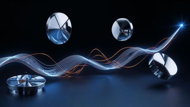 Abstract Futuristic Chrome Disks with Light Trails