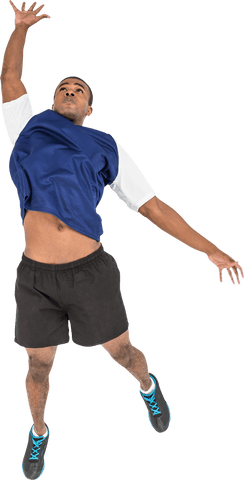 Athletic Sportsman in Mid-Air Volleyball Spike Transparent Background