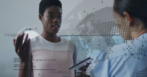 Interactive Digital Business Discussion in Modern Office