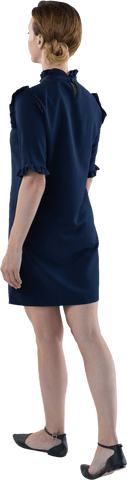 Transparent background caucasian businesswoman in blue dress