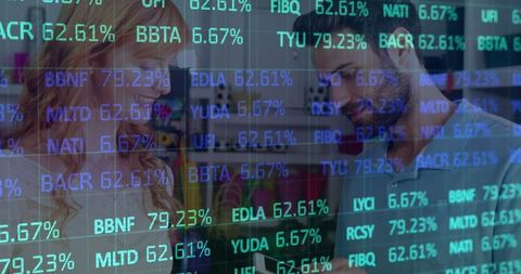 Analyzing Stock Trends with Digital Overlay in Office Environment