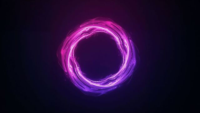 Futuristic Neon Light Ring with Pink and Purple Swirls