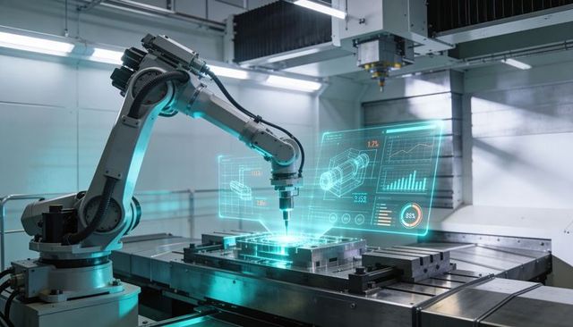 Articulated Robot Machining Part with Augmented Reality Overlays for Smart Manufacturing