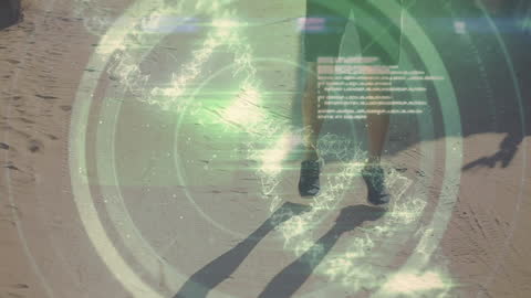 Data and DNA Overlay on Man Exercising Outdoors