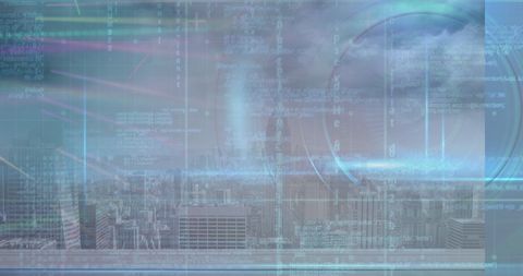 Futuristic Digital Data Processing Over Urban Skyline - Download Free Stock Images Pikwizard.com