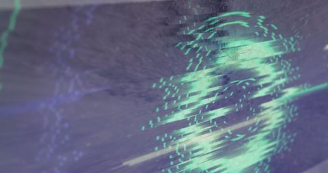 Abstract Digital Glitch with Neon Scanner Light