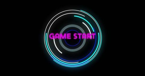 Futuristic Digital Interface with Neon Game Start Animation