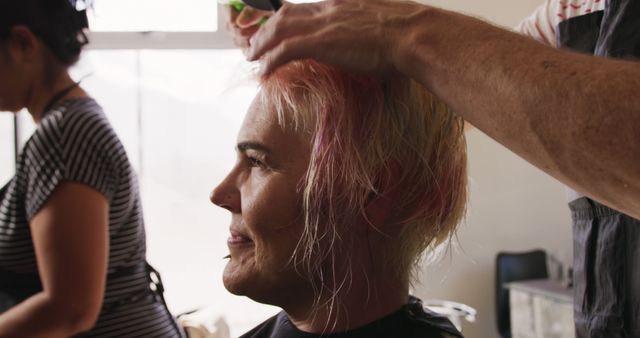 Woman Receiving Haircut in Salon - Download Free Stock Images Pikwizard.com