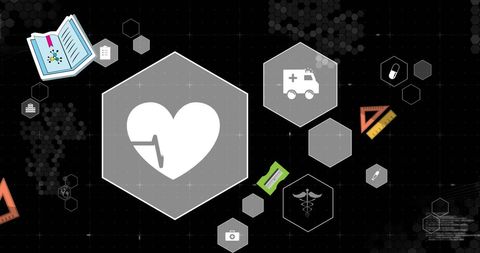 Digital medical interface with health technology icons