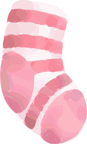 Abstract pink striped sock on transparent background