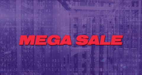Dynamic Mega Sale Animation Over Digital Interface
