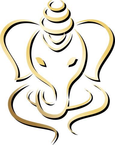 Abstract gold elephant head line art on transparent background