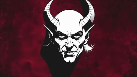 Stylized satan face in dark digital art
