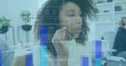 Call Center Agent Engaged in High-Tech Customer Service Support