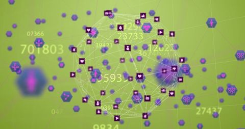 Abstract Digital Network with Icons and Data Points - Download Free Stock Images Pikwizard.com