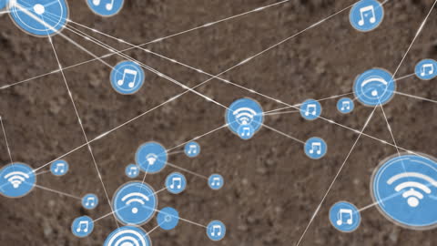 Digital Network of Icons Representation on Neutral Background