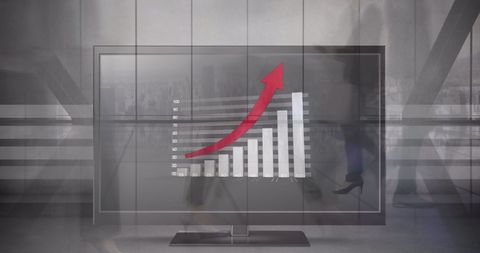Business Growth Chart on Computer Screen Amidst Busy Office Environment - Download Free Stock Images Pikwizard.com