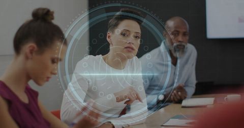 Business Professionals Engaged in Cybersecurity Discussion