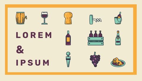 Vibrant Culinary Event Icons with Wine and Gourmet Elements - Download Free Stock Templates Pikwizard.com