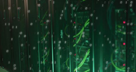 Futuristic Data Processing in a Server Room with Binary Code - Download Free Stock Images Pikwizard.com
