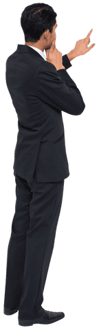 Focused Asian Businessman In Suit Pointing On Transparent - Download Free Stock Videos Pikwizard.com